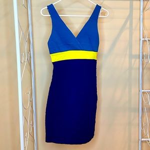 Block color blue and yellow dress from Express size XS.